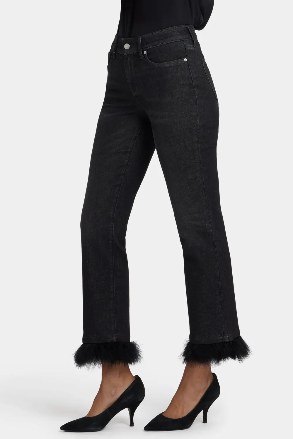 NYDJ Marilyn Straight Ankle Jeans French Nightfall schwarz