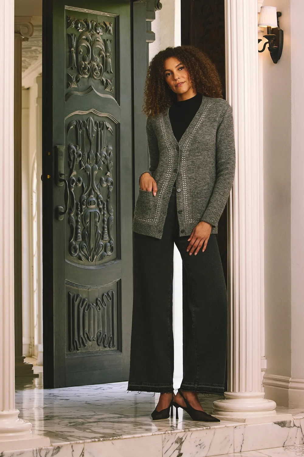 NYDJ Teresa Wide Leg Jeans Slate Stone Grau
