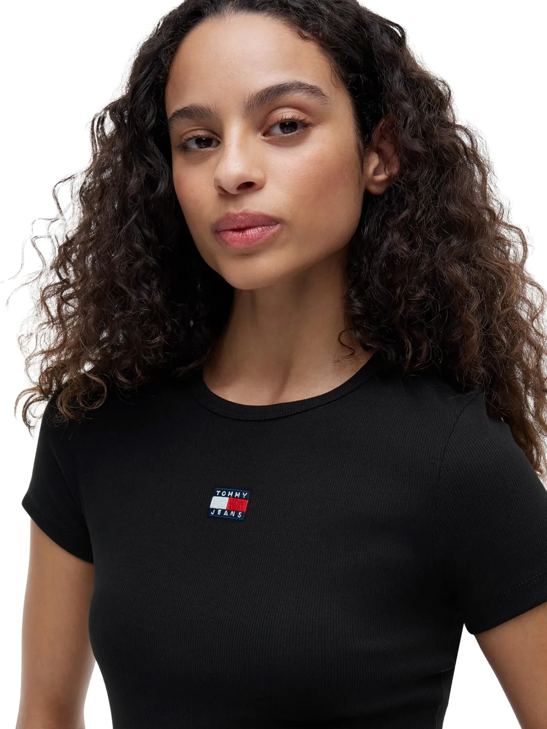 Tommy Jeans TJW Slim Badge Rib Tee T-Shirt Damen M