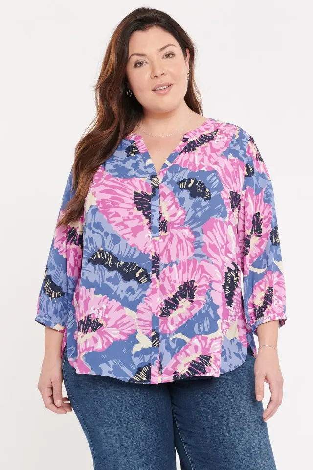 NYDJ Pintuck Bluse Plus Size Cadiz Rosa
