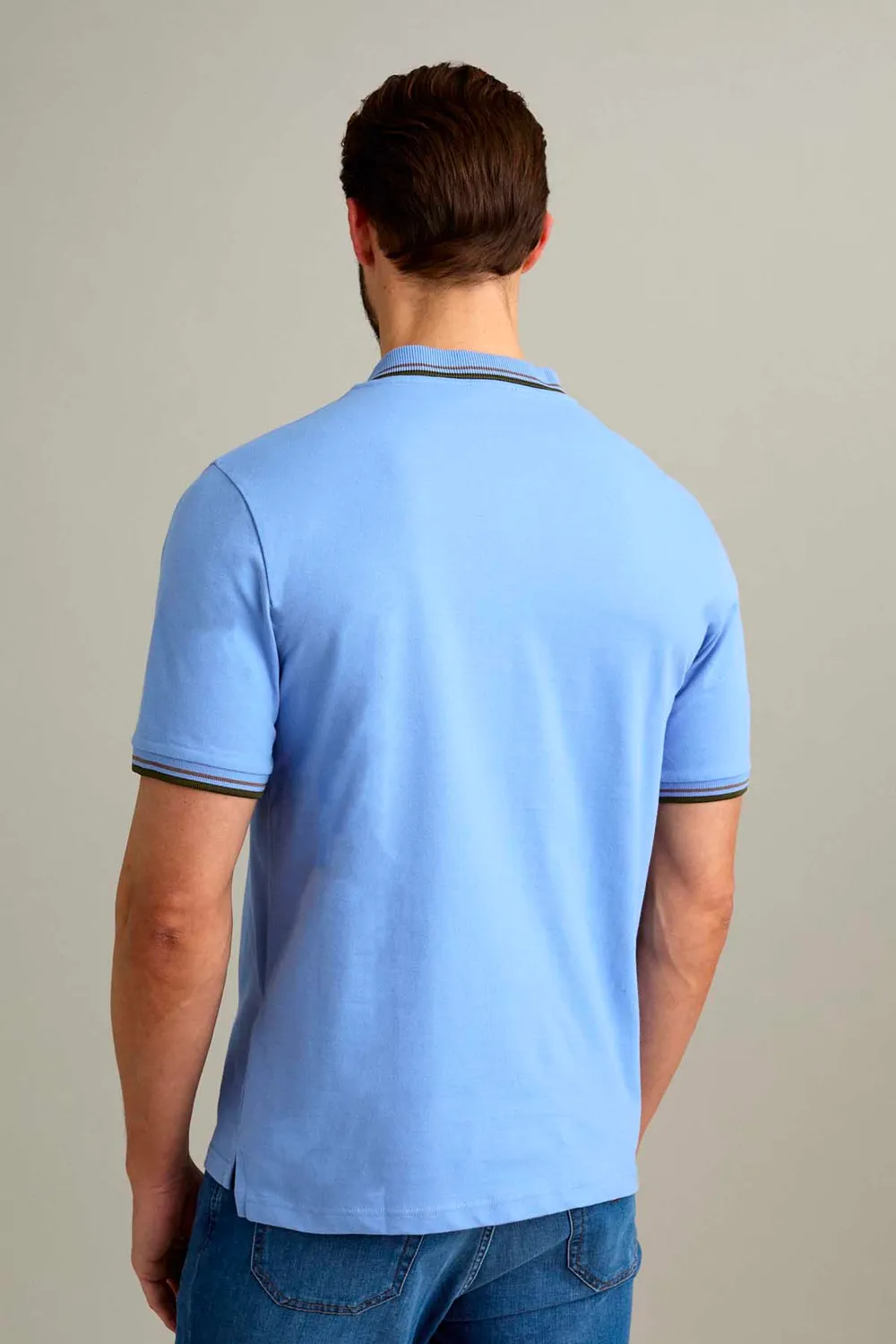 Jeckerson Polo Piqué Kurzarm Hellblau 3 Knöpfe