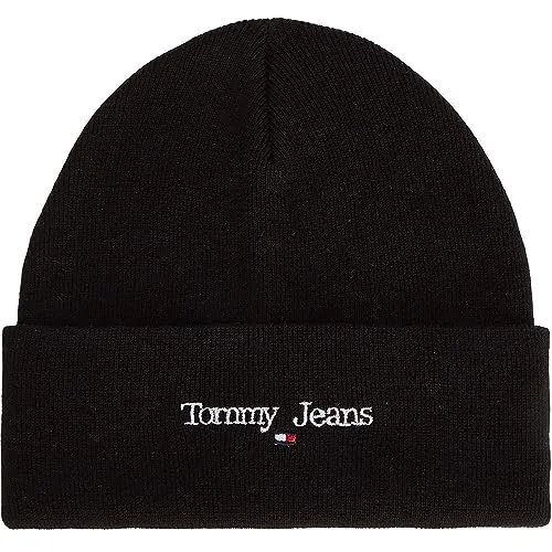 Tommy Jeans Sport Beanie Strickmütze Schwarz Logo