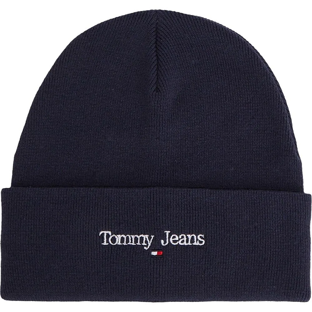 Tommy Jeans Sport Beanie Strickmütze Schwarz Logo