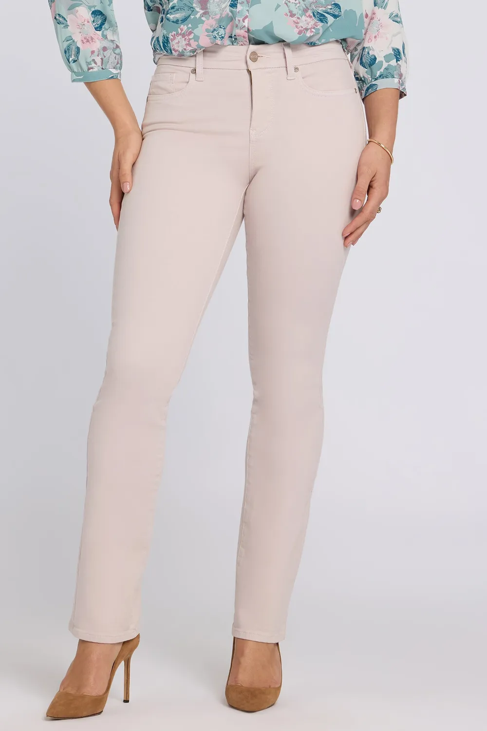 NYDJ Marilyn Straight Jeans Rock Flower Waist-Match
