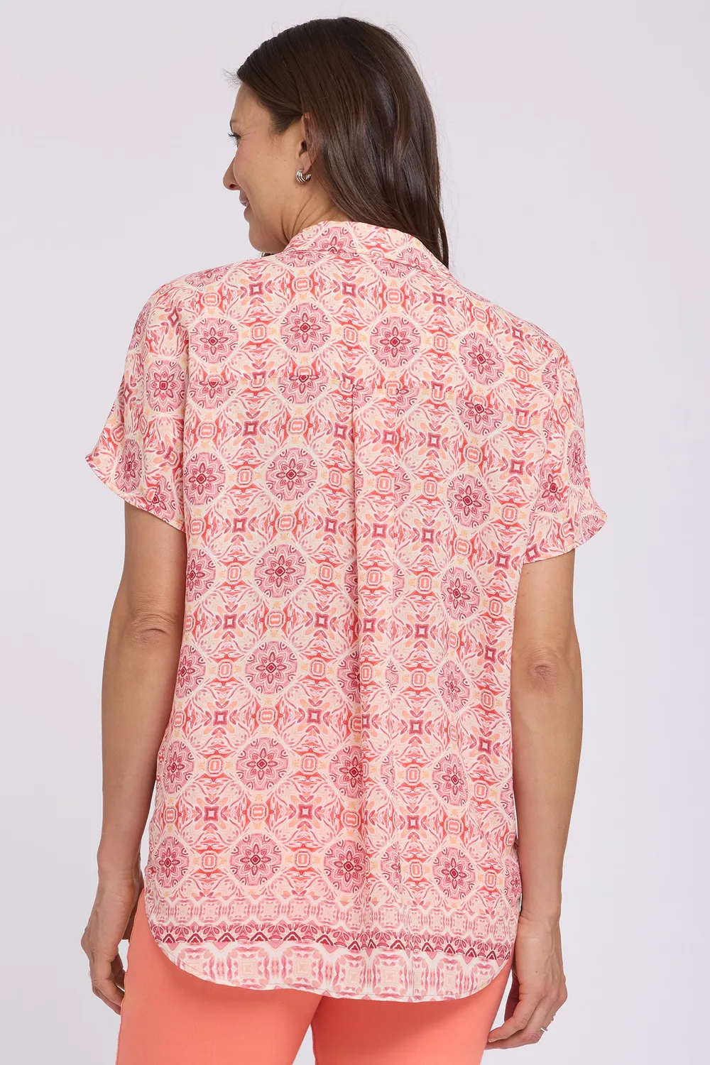 NYDJ Becky Kurzarm Bluse The Paloma gemustert