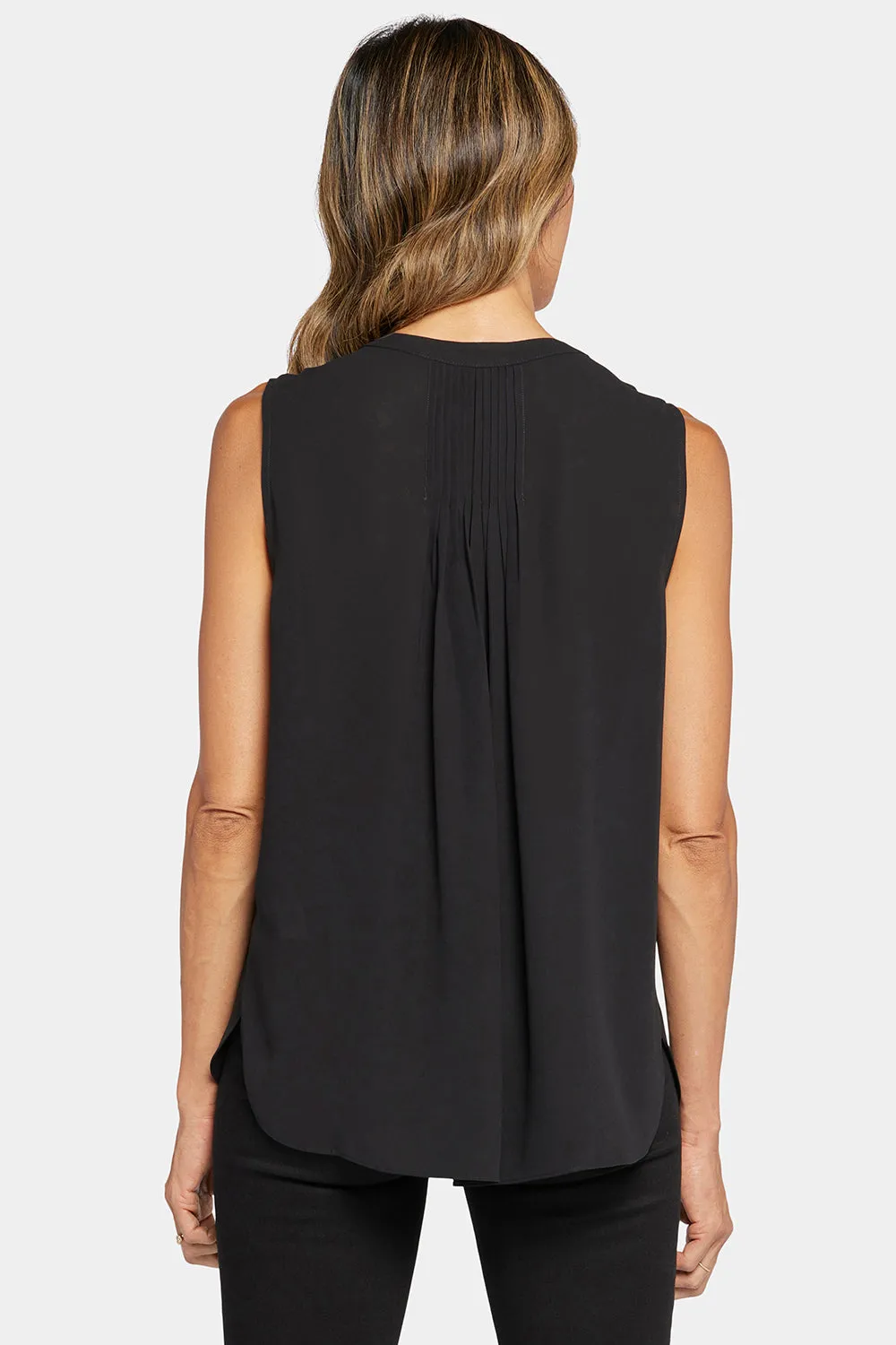 NYDJ Sleeveless Pintuck Bluse Schwarz