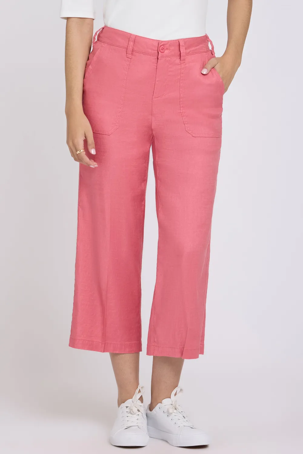 NYDJ Wide Leg Cargo Capri Desert Rose Leinen