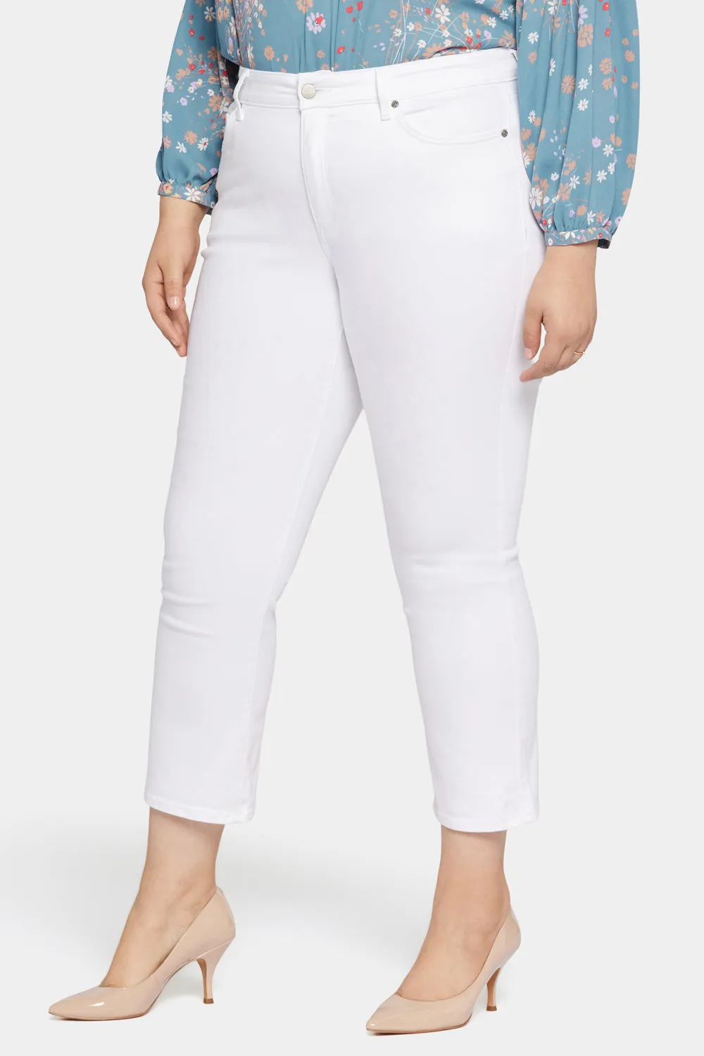 NYDJ Marilyn Straight Ankle Jeans Optic White Plus