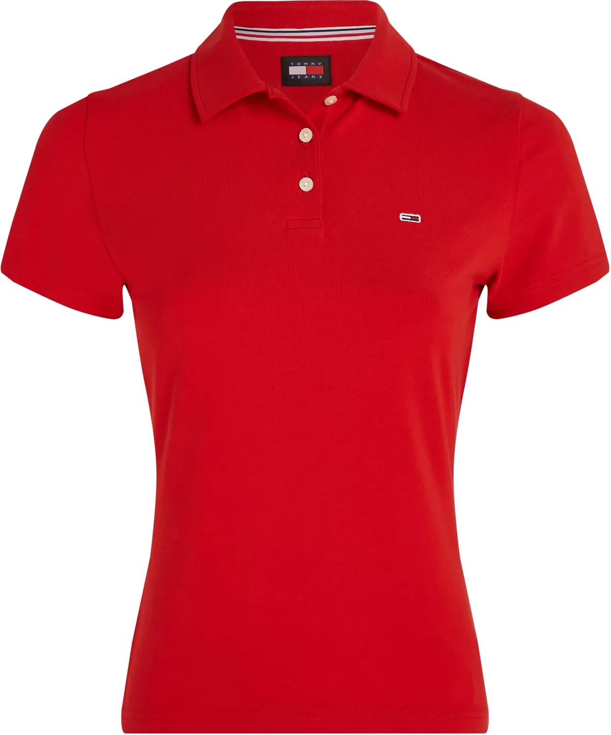Tommy Jeans TJW Slim Essential Polo SS Polo Damen Rot Deep Crimson