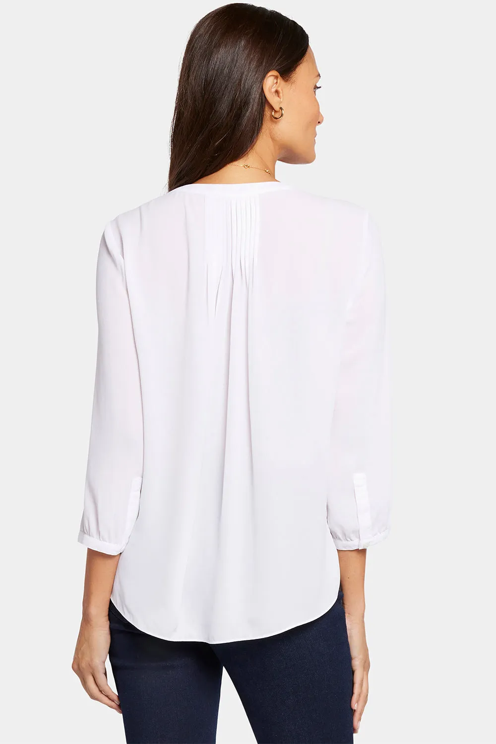 NYDJ Pintuck Bluse Optic White 3/4 Arm