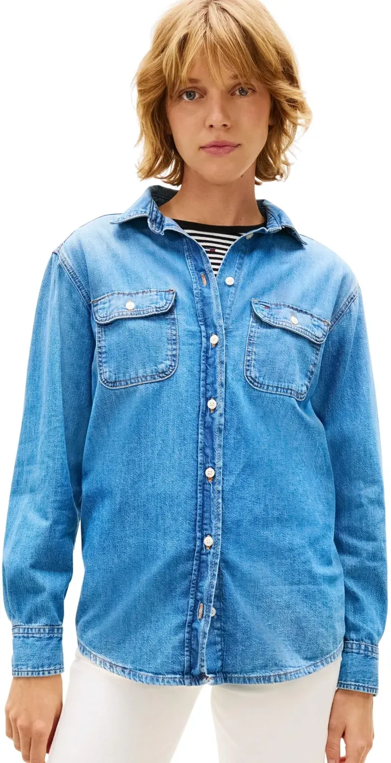 Tommy Jeans Jeanshemd Damen Relaxed Blau Denim Gr. L