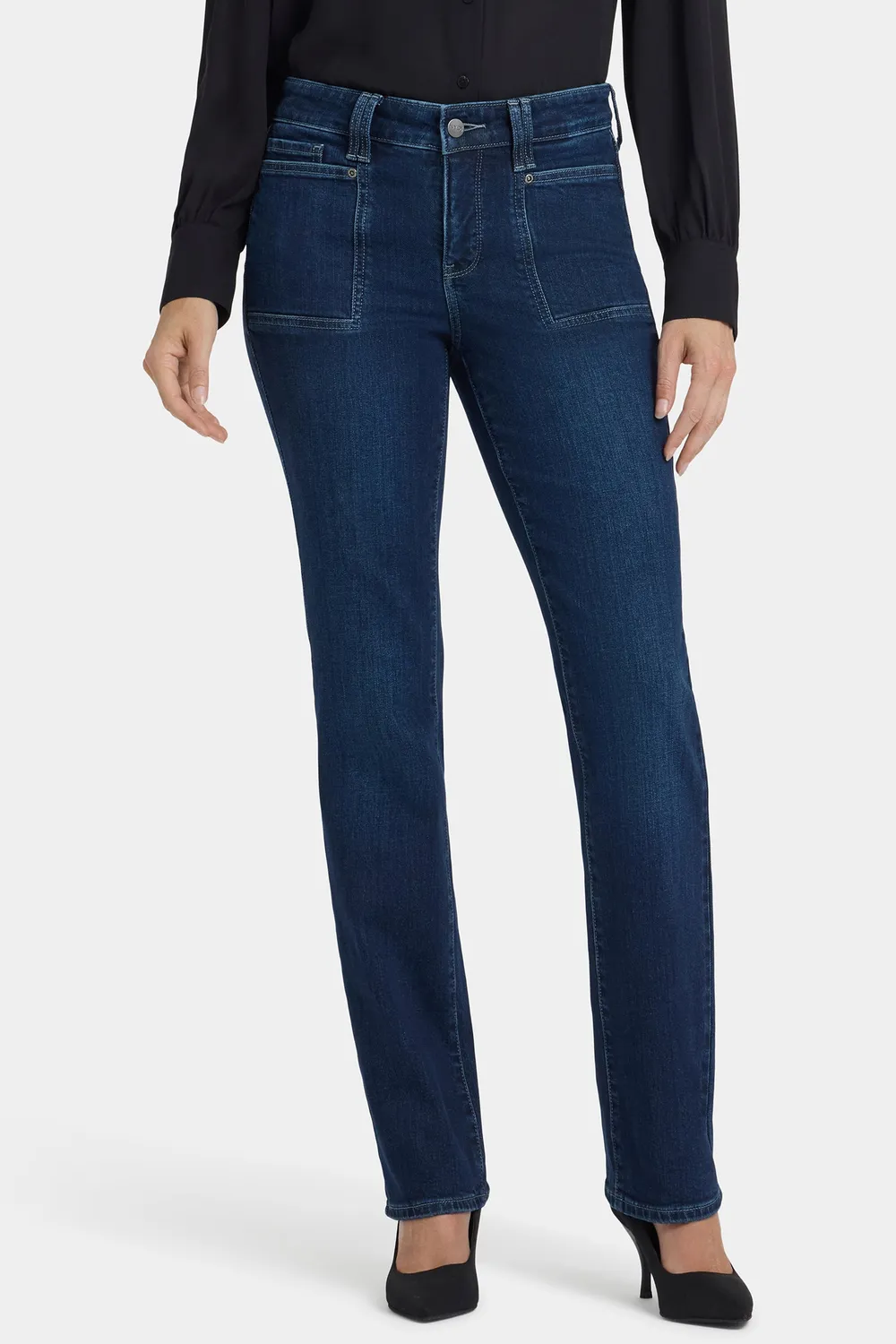 NYDJ Marilyn Straight Jeans Ink Skyline Patch