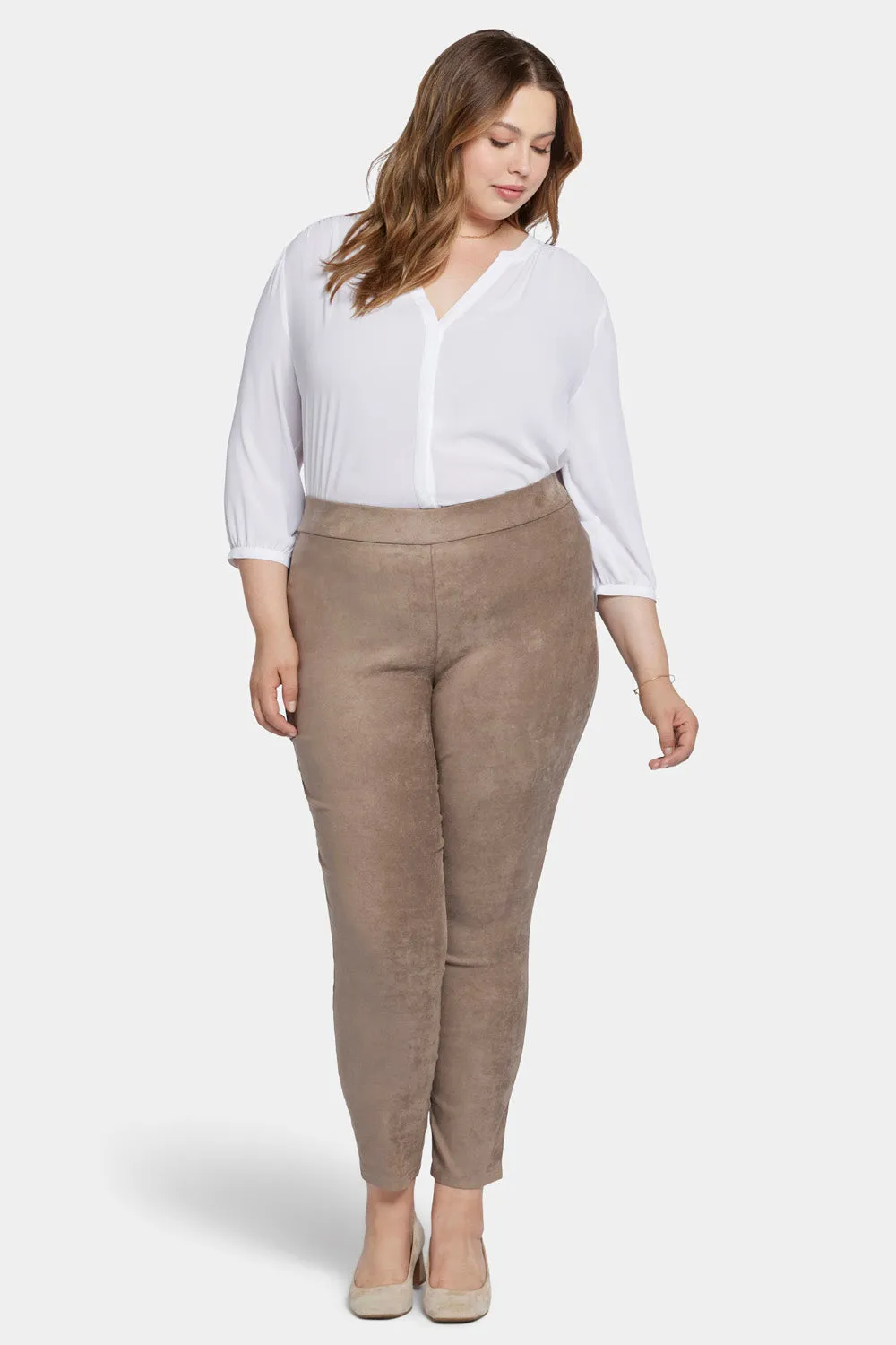 NYDJ Basic Legging Hose Saddlewood Plus Size Wildleder-Optik