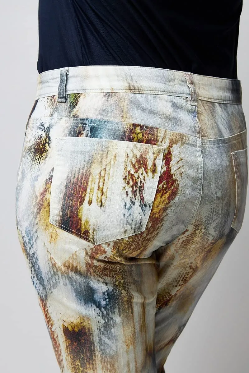 Wille Damenjeans Gr.46 Schlangenmuster Hell Stretch