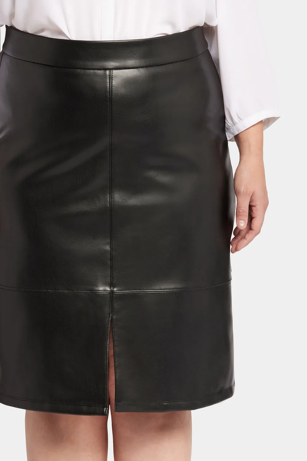 NYDJ Faux Leather A-Line Rock Schwarz Plus Size