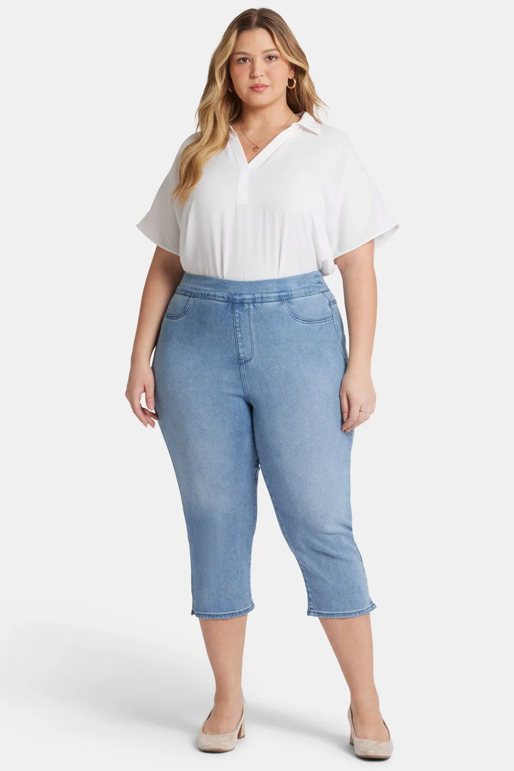 NYDJ Dakota Crop Pull-On Jeans Corfu Plus Cropped Jeans Hellblau