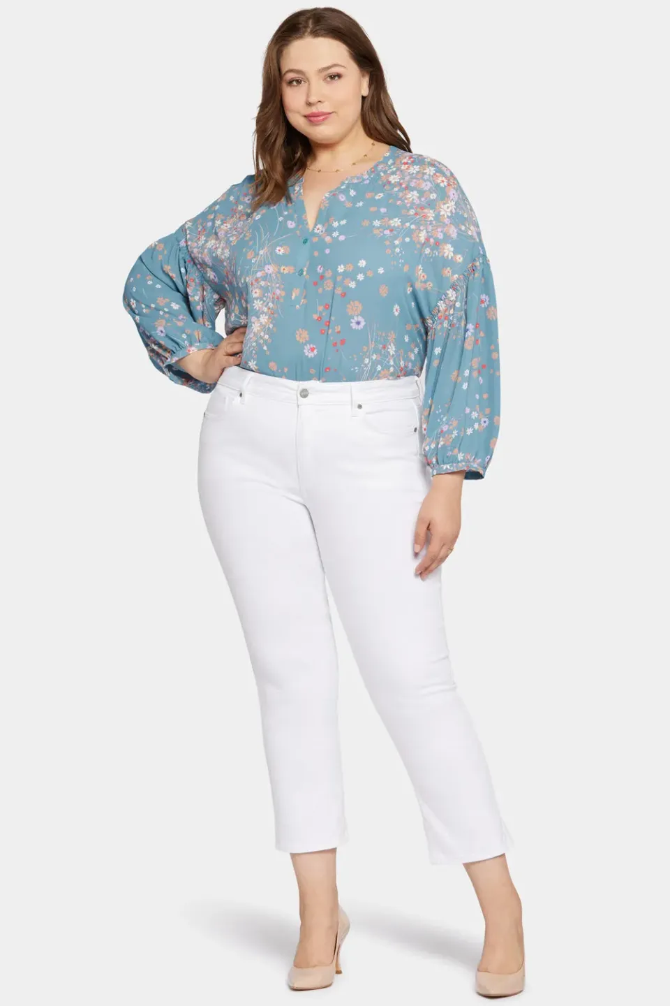 NYDJ Marilyn Straight Ankle Jeans Optic White Plus