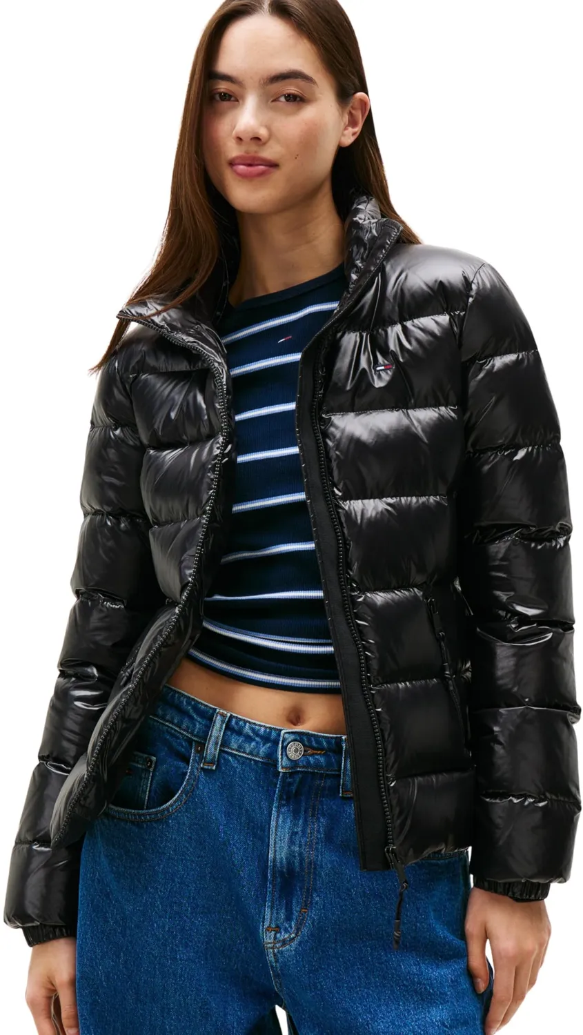 Tommy Jeans Slim Zip Print Down Pufferjacke Damen