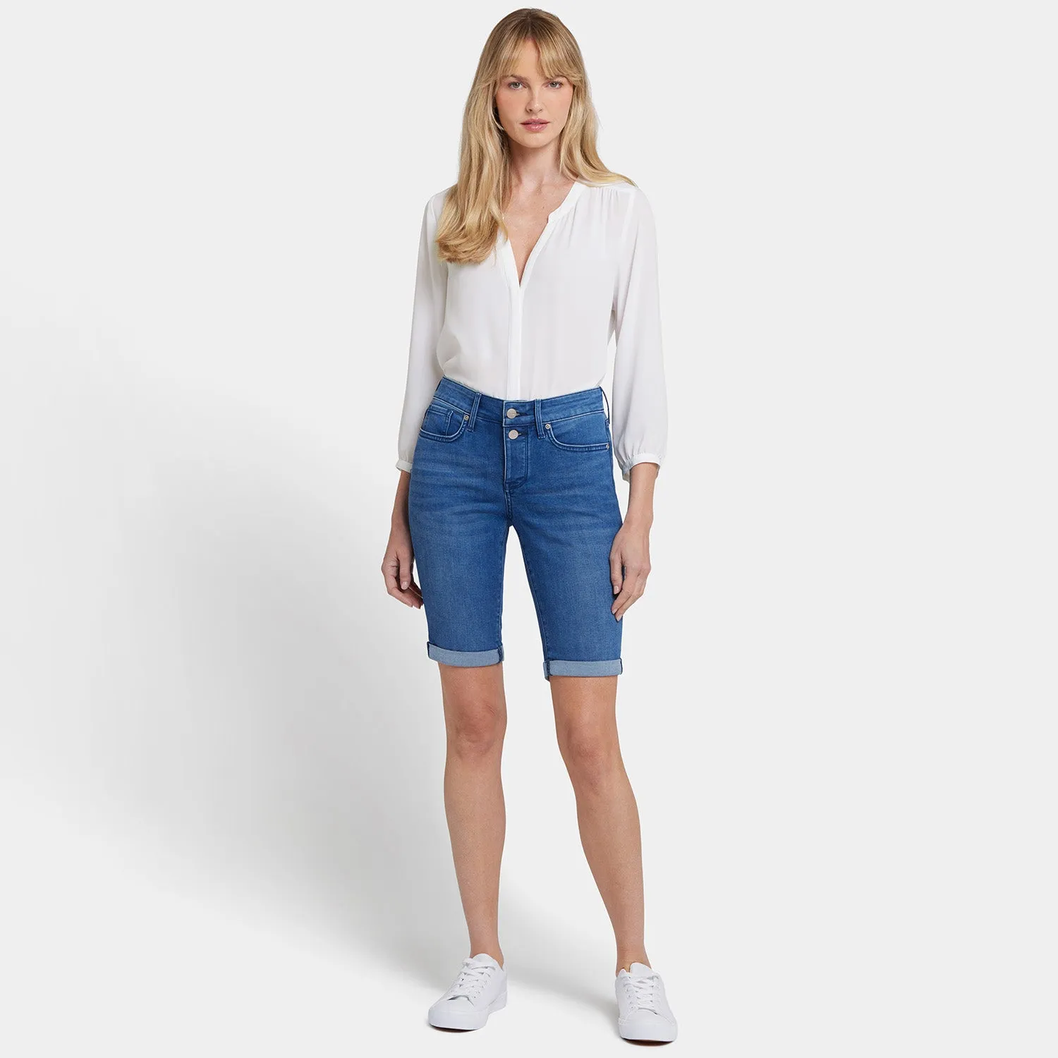 NYDJ Briella 11 Inch Jeansshorts Nevin Blau