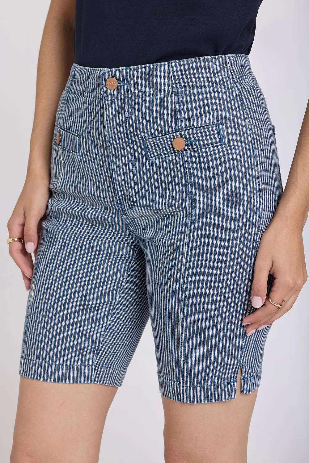 NYDJ Ella Denim-Shorts Malaga Stripe High Rise