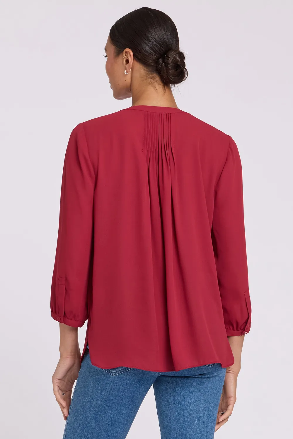 NYDJ Pintuck Blouse Bluse Beaujolais Rot 3/4-Arm