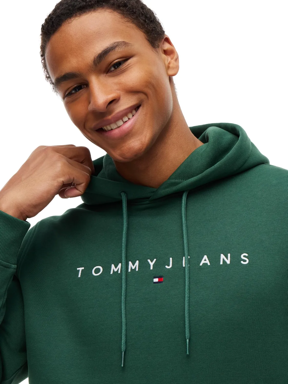 Tommy Jeans Linear DM0DM20746 Hoodie Grün L Baumwolle
