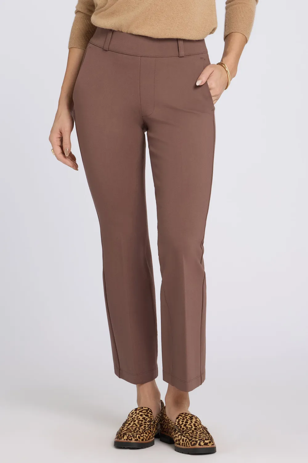 NYDJ Pull-On Flared Ankle Hose Deep Taupe sculpt