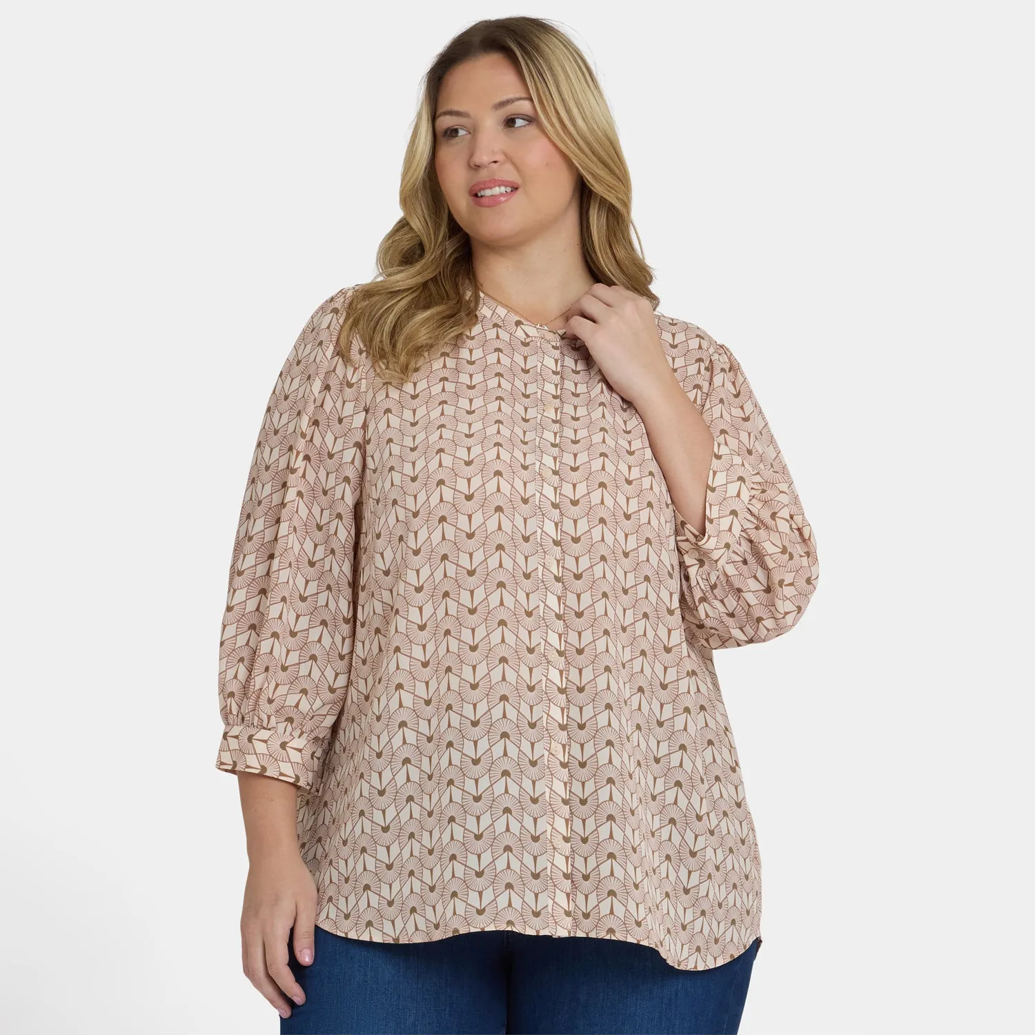NYDJ Bonnie Plus Size Bluse Gare de Lyon 3/4-Arm
