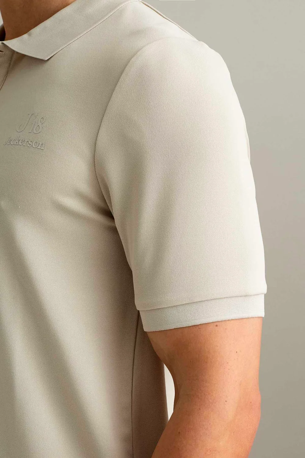 Jeckerson J18 Polo hellbeige Kurzarm Piqué