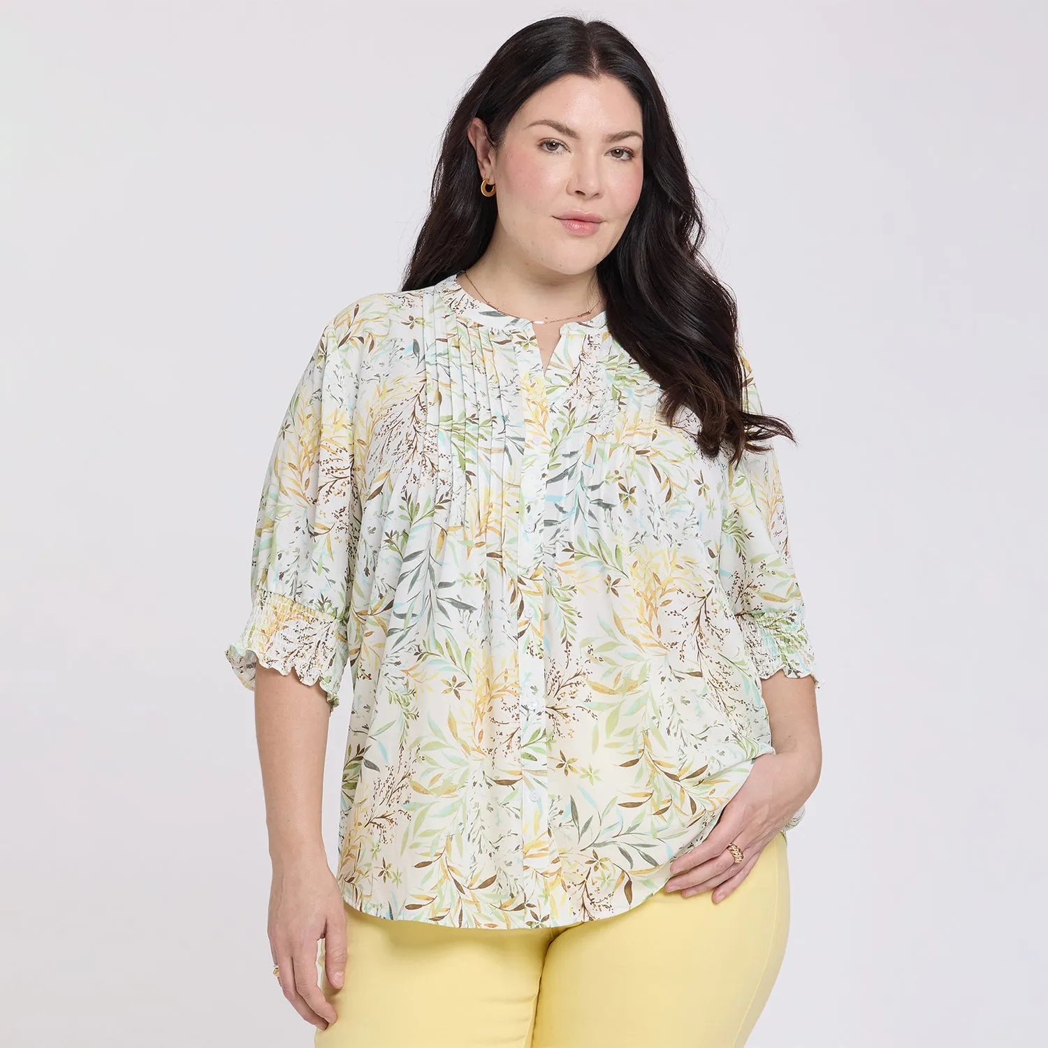 NYDJ Bluse Plus Chateau Jardin Kurzarm
