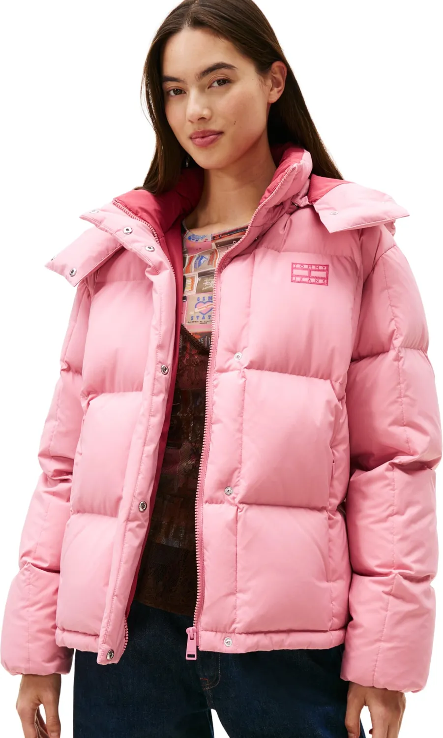 Tommy Jeans Alaska Grid Down Pufferjacke Schwarz M
