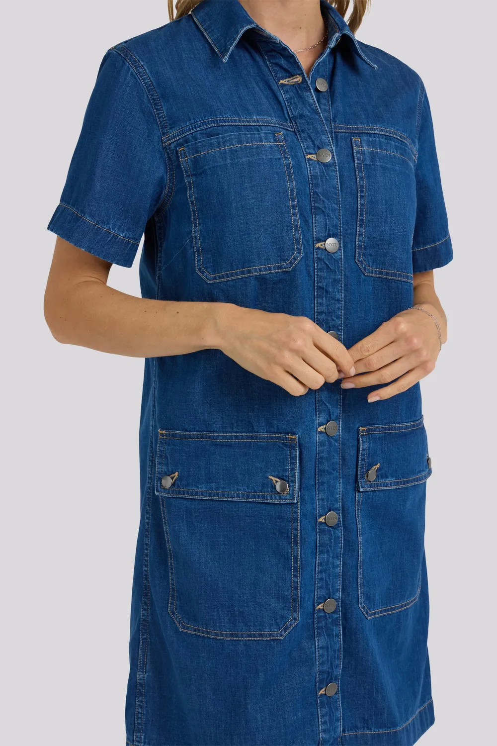 NYDJ Denim Utility Kleid Medium Indigo Baumwolle
