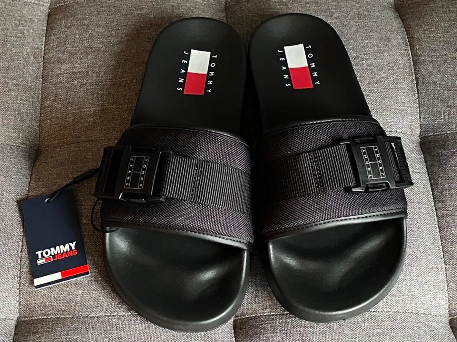 Tommy Jeans Herren Badeschuhe mit Logo Schwarz 40 EU