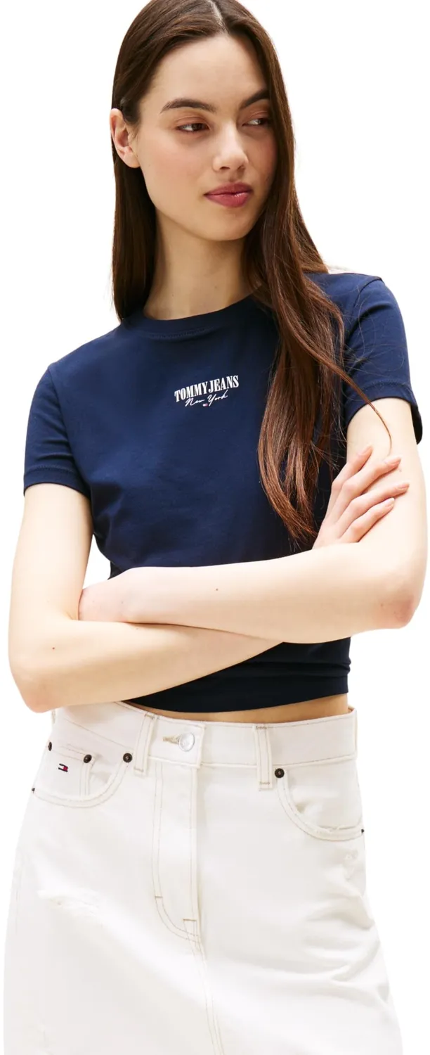 Tommy Jeans Essential Logo Cropped T-Shirt Damen kurz