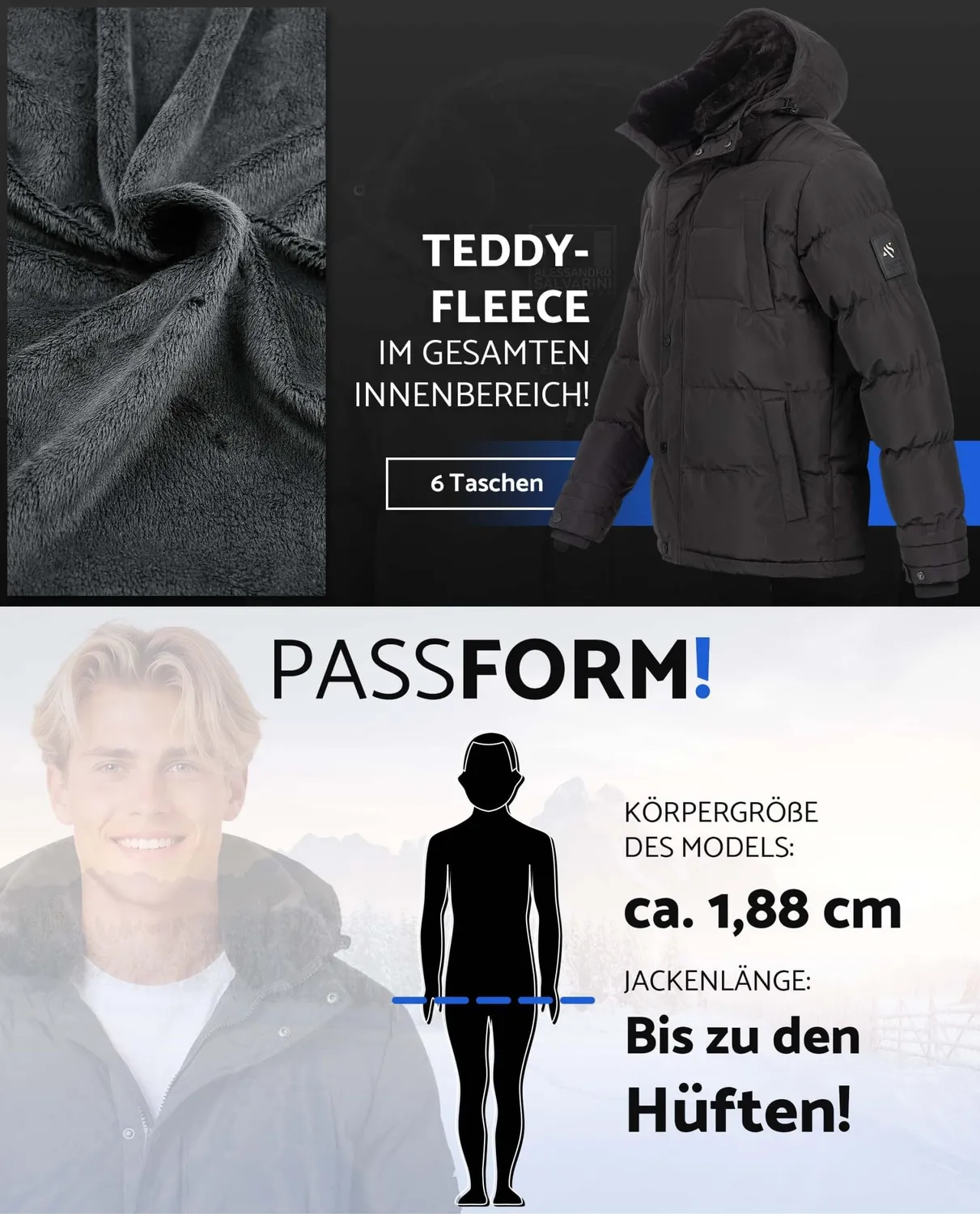 Alessandro Salvarini AS-326 Winterjacke Herren wasserabweisend
