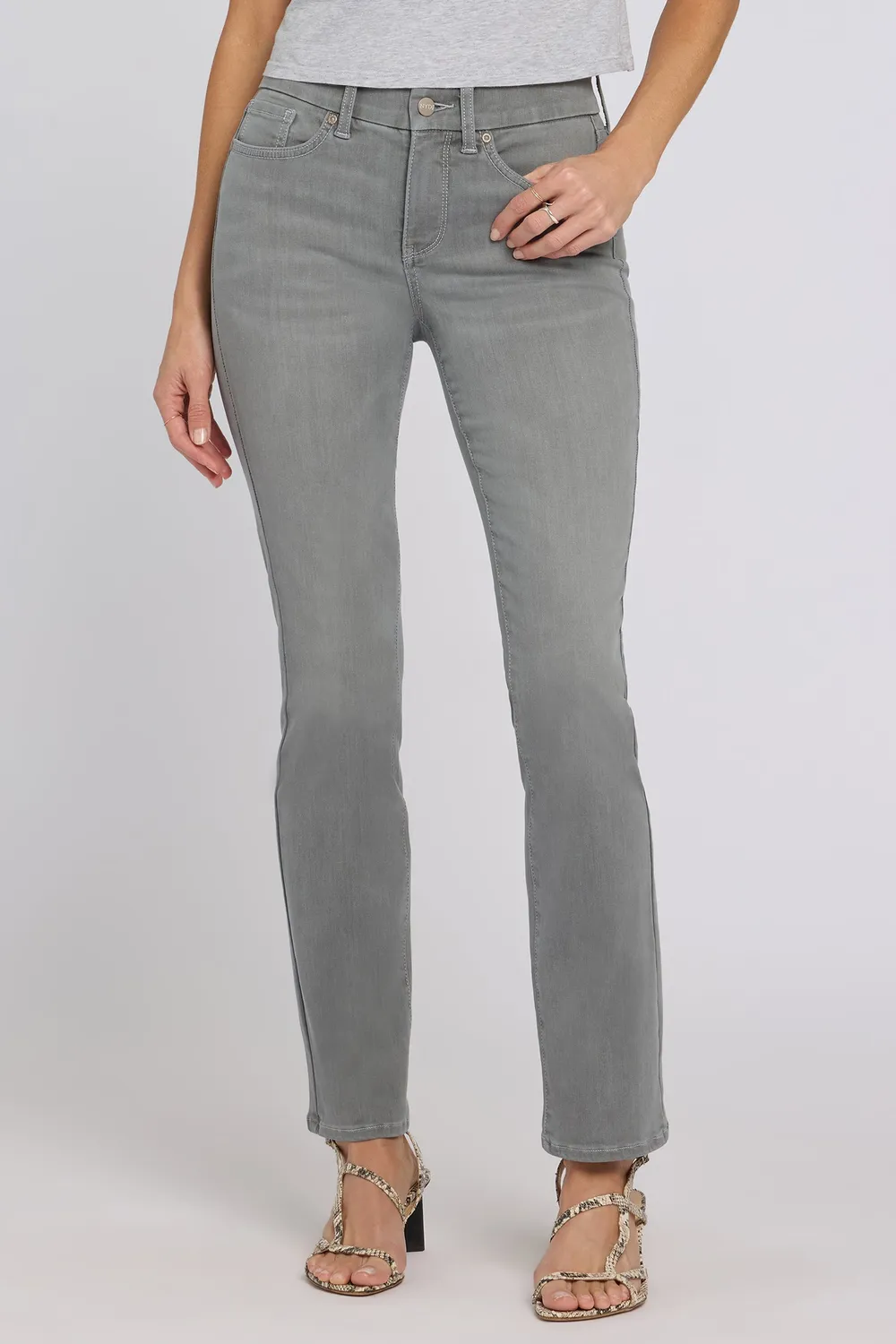 NYDJ Waist-Match Marilyn Straight Jeans Stone Fade Grau