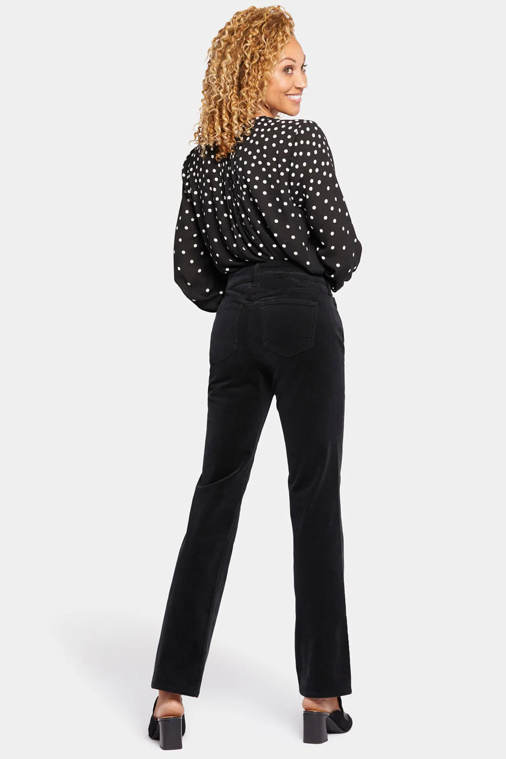 NYDJ Marilyn Straight Hose Petite Schwarz Cord stretch