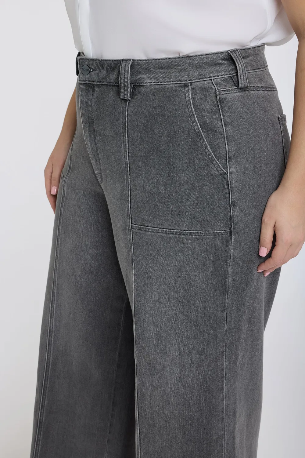 NYDJ Simone Wide Leg Jeans Dusty Ash Plus-Size grau