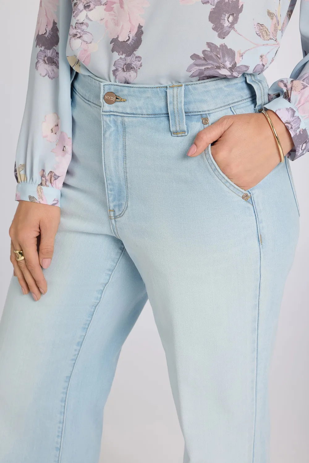 NYDJ Mia Palazzo Jeans Sky Valley Hellblau High Rise