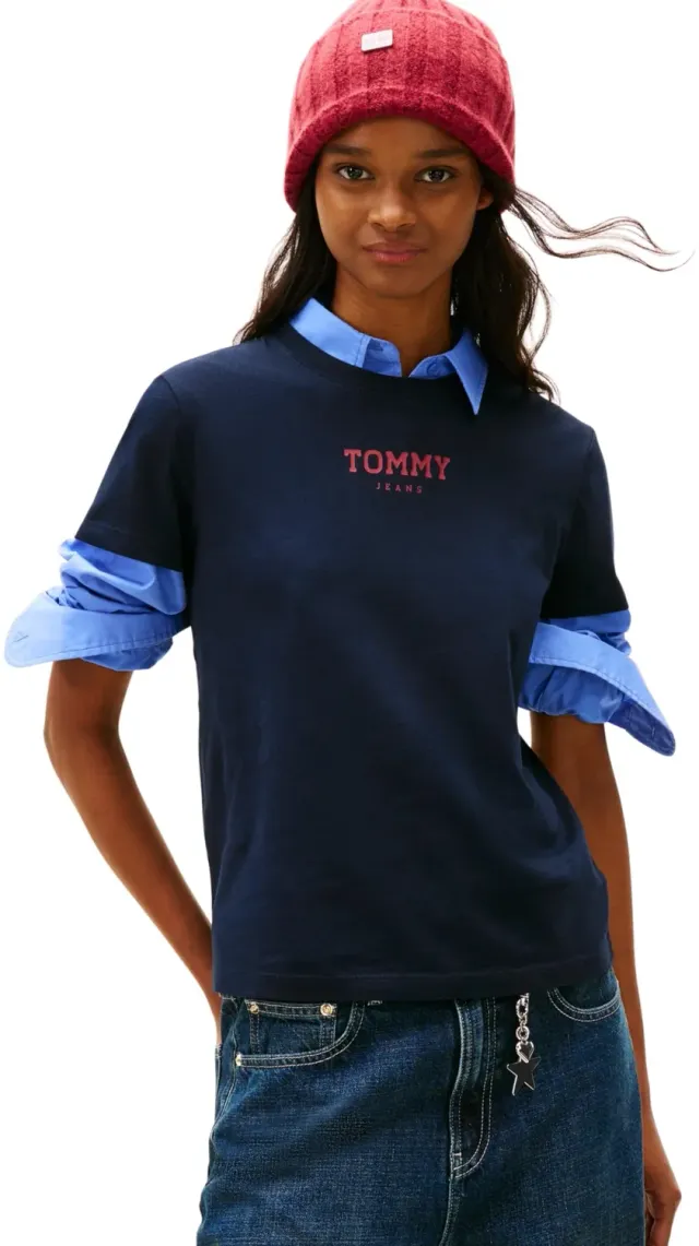 Tommy Jeans Essential T-Shirt Dunkelblau Rundhals XL
