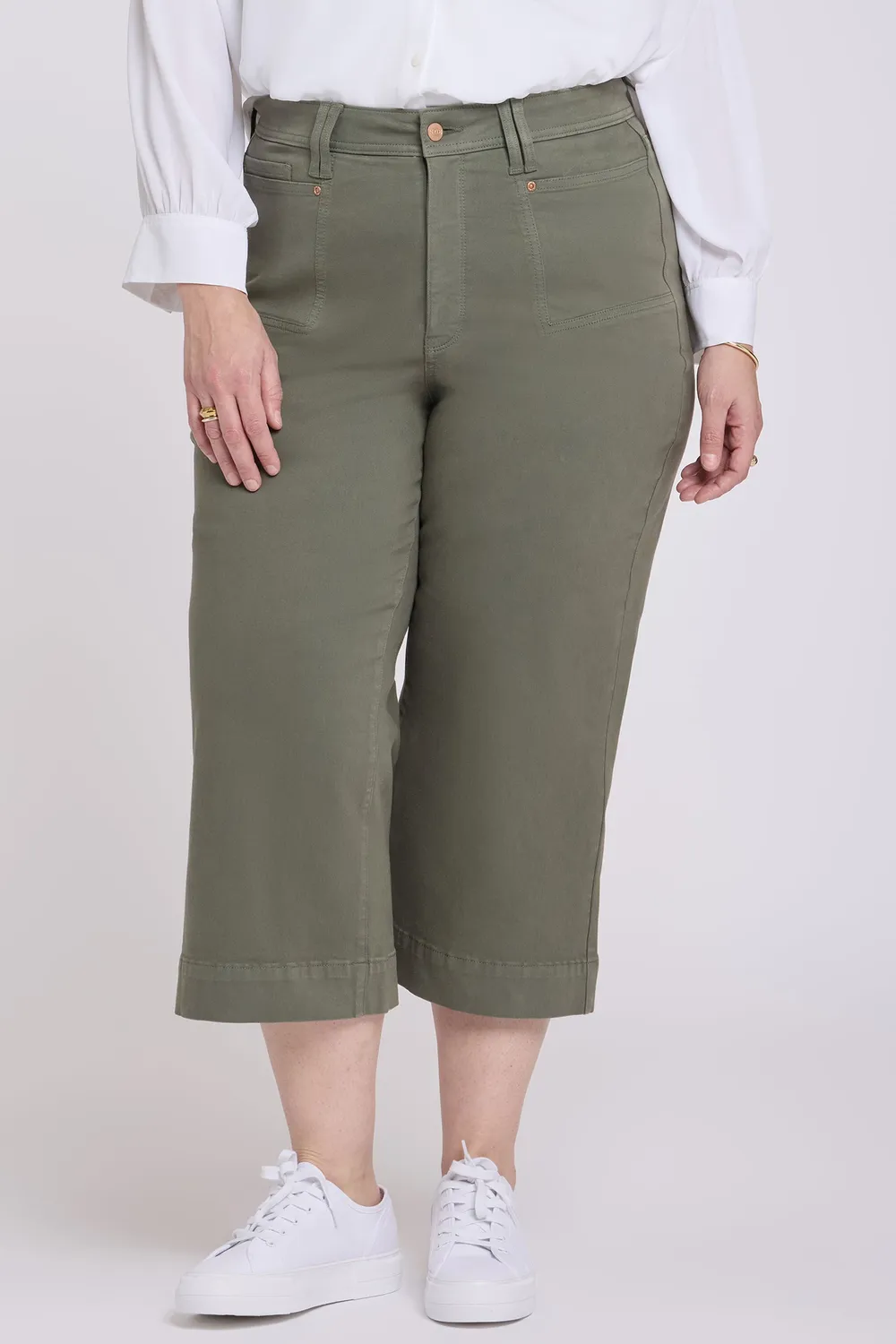 NYDJ Brigitte Wide Leg Capri Jeans Desert Green Plus