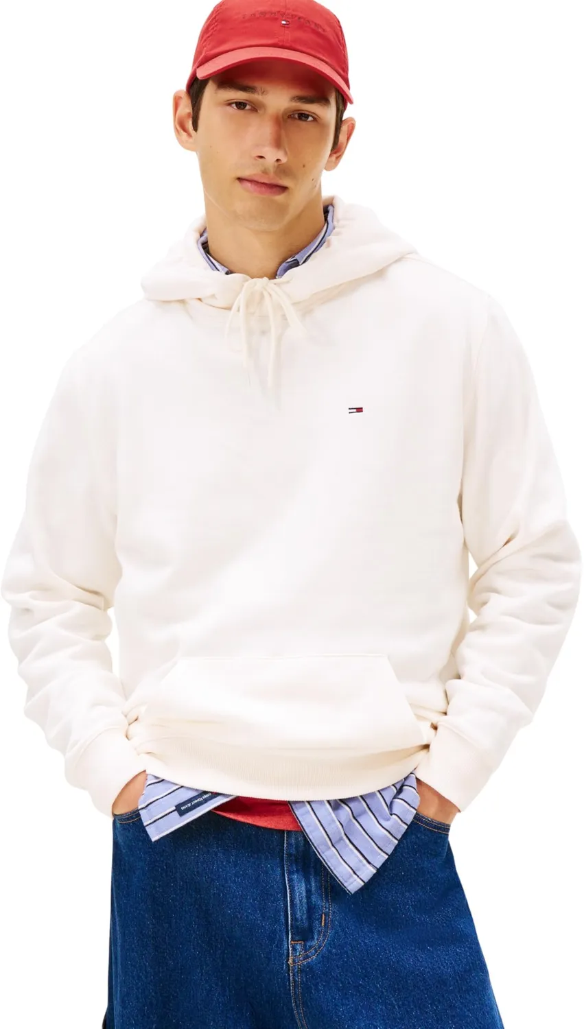 Tommy Jeans TJM Flag Hoodie M Kapuzenpullover beige