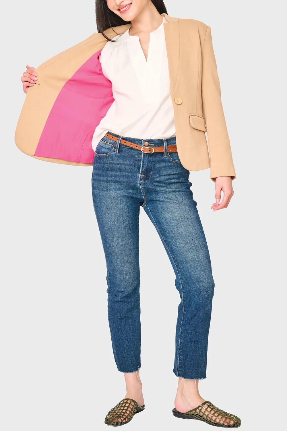 Gibsonlook Notch Collar Blazer Cappuccino Strick