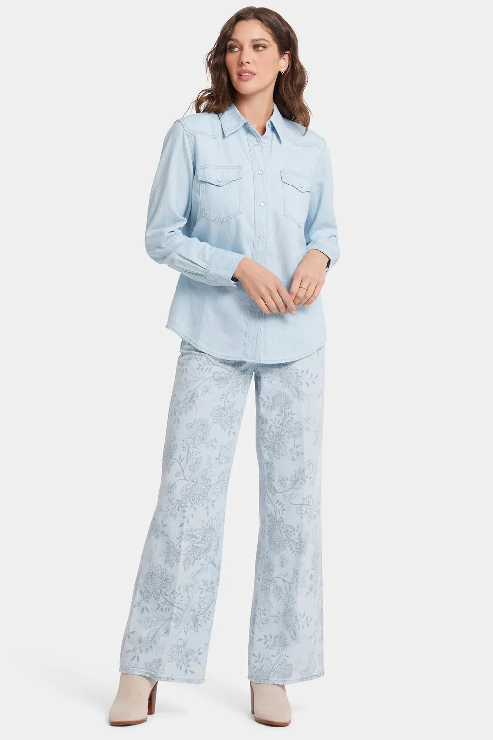 NYDJ Classic Jeanshemd Icy Lagoon Hellblau