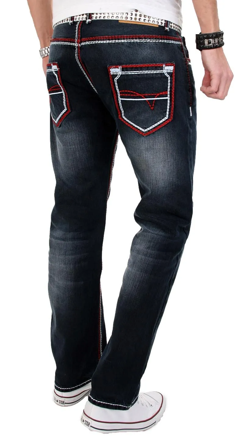 Alessandro Salvarini AS-002 Jeans rot-weiße Nähte Regular