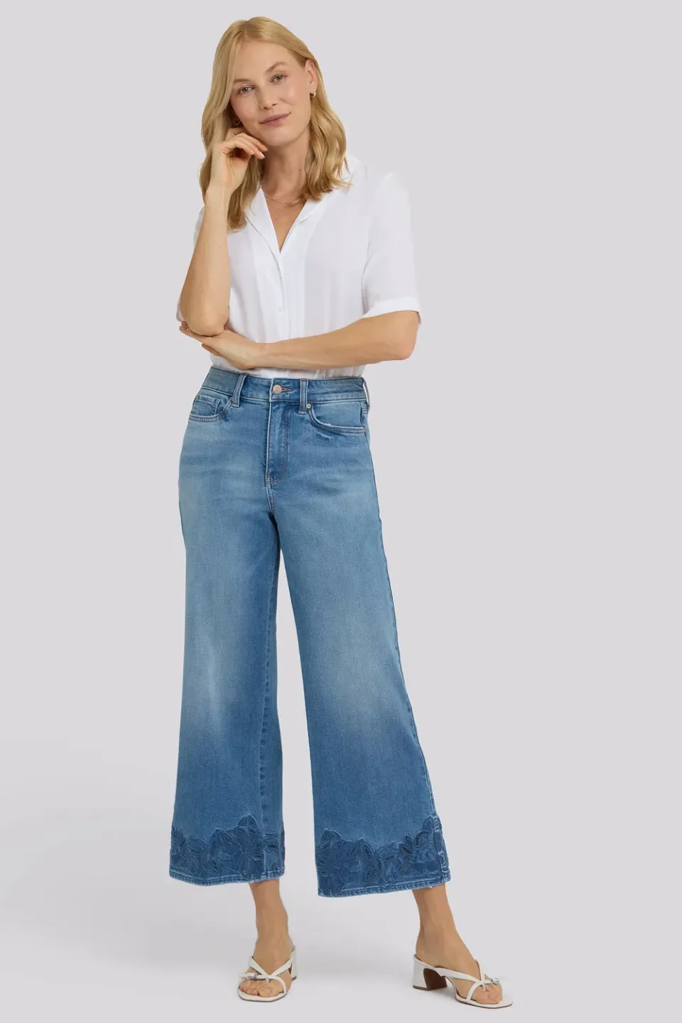 NYDJ Teresa Wide Leg Ankle Jeans Petite Port Sea
