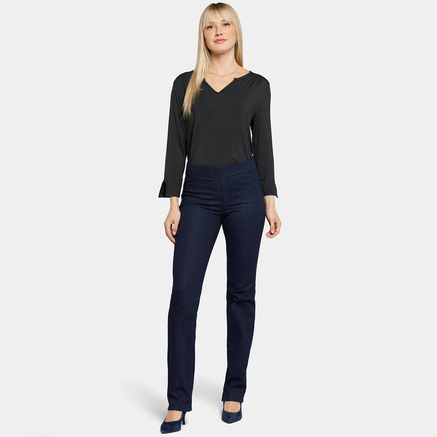 NYDJ Marilyn Straight Pull-On Jeans Rinse Gummibund