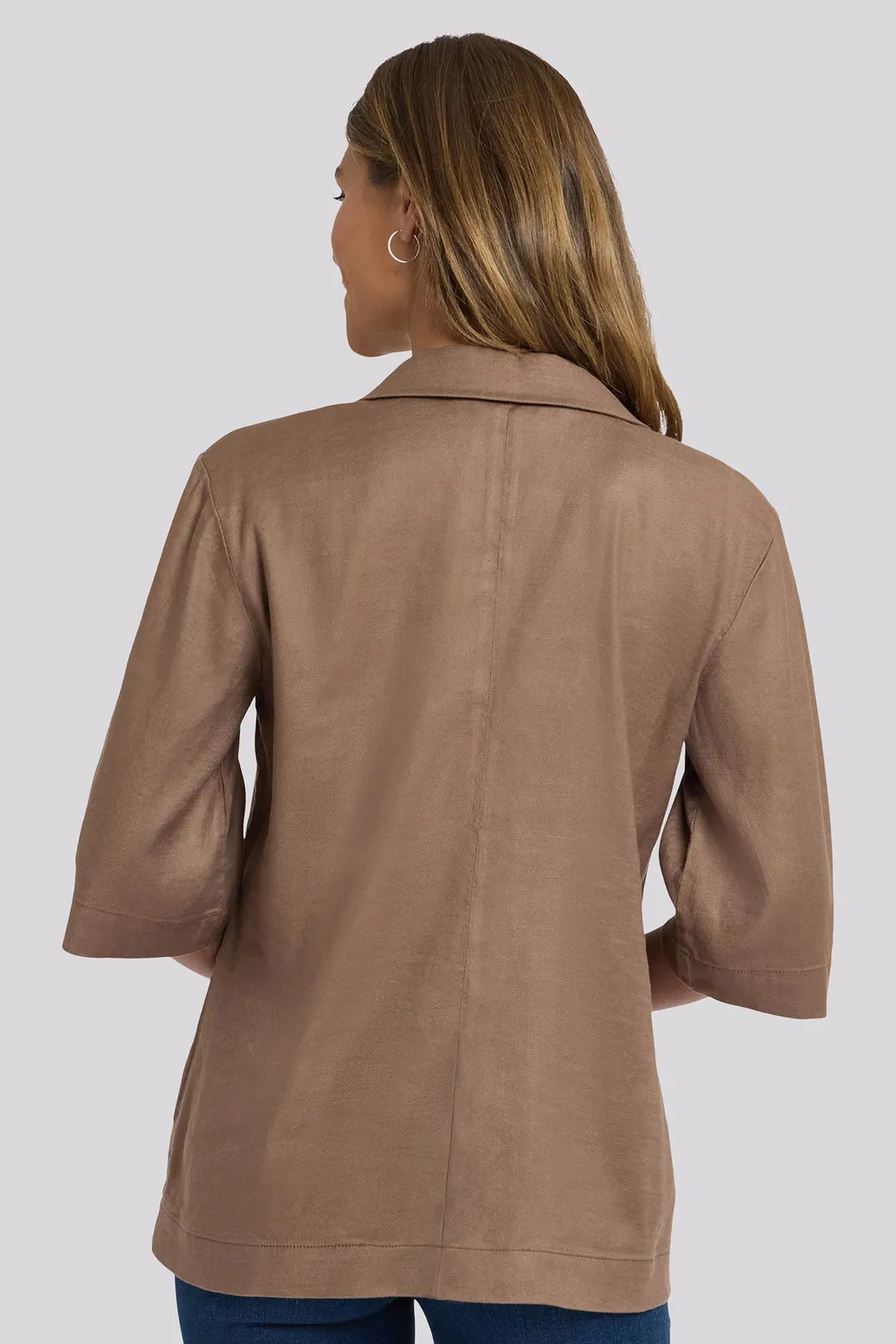 NYDJ Elbow Sleeve Blazer Toasted Coconut Stretch-Leinen