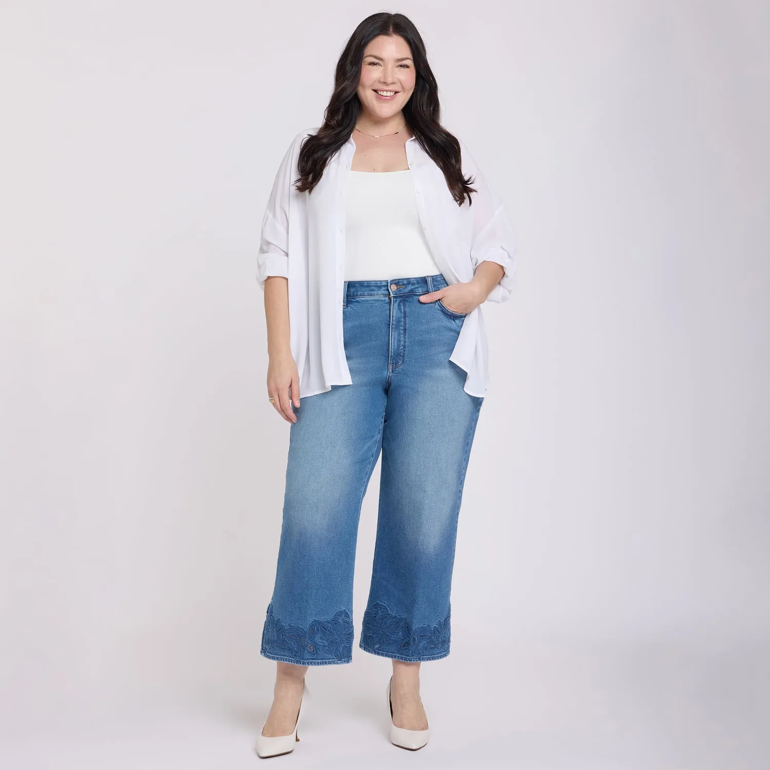 NYDJ Teresa Wide Leg Ankle Jeans Port Sea Plus Weit