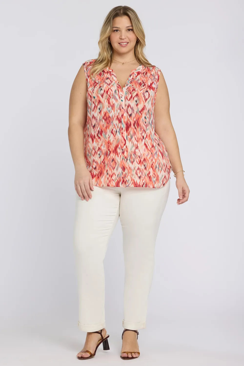 NYDJ Pintuck Bluse ärmellos Mojave Mirage Plus